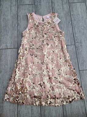 Franki by Francesca’s Sequin Dress Pink Gold Youth Girls Size 8 NWT